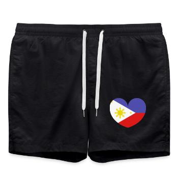 Drapeau du cœur des Philippines - Short de bain - noir - Devant - AI Model Male 185 light (185cm)