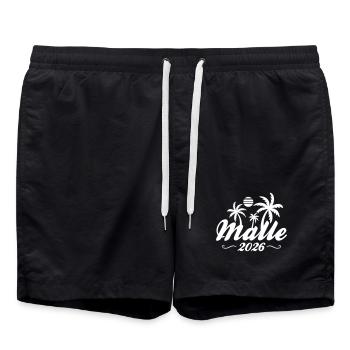 Malle 2026 Palmen Strand - Badeshorts - Schwarz - Vorne - AI Model Male 185 light (185cm)