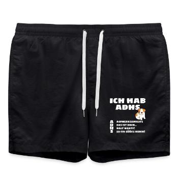 I Have ADHD - Puppy Motif - Swim Trunks - black - Front - AI Model Male 185 light (185cm)