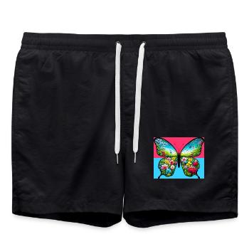 Schmetterling - Badeshorts - Schwarz - Vorne - AI Model Male 185 light (185cm)