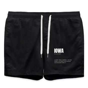 Déclaration typographique Iowa Bold - Short de bain - noir - Devant - AI Model Male 185 light (185cm)