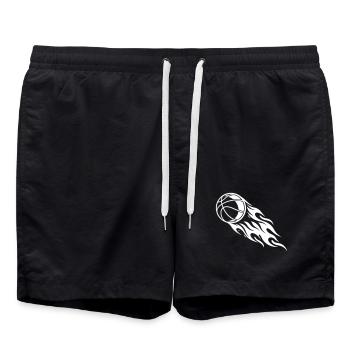 Basketball Feuer - Badeshorts - Schwarz - Vorne - AI Model Male 185 light (185cm)