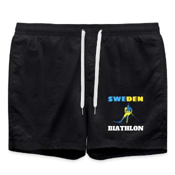 Biathlon Suède silhouette bleue jaune - Short de bain - noir - Devant - AI Model Male 185 light (185cm)