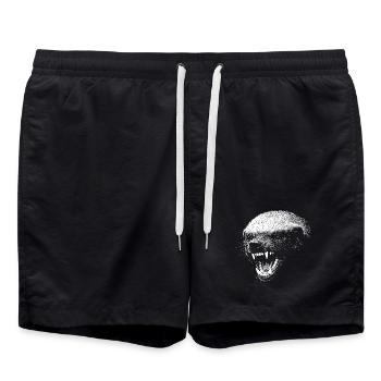 Düsteres Predatorengesicht Honigdachs - Badeshorts - Schwarz - Vorne - AI Model Male 185 light (185cm)