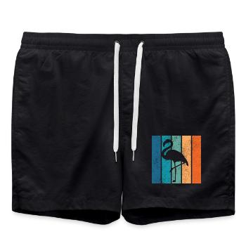 Flamingo Neon Tropical Stripes - Swim Trunks - black - Front - AI Model Male 185 light (185cm)