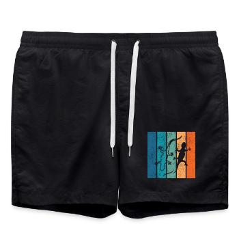 Geckos im Regenbogenstreifen - Badeshorts - Schwarz - Vorne - AI Model Male 185 light (185cm)