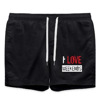 J’adore le design urbain vieilli avec éclaboussures de peinture rouge - Short de bain - noir - Devant - AI Model Male 185 light (185cm)