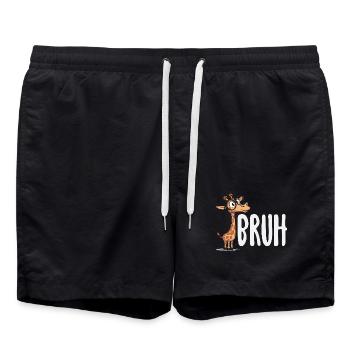 Bruh Giraffe mit Brille Lustiges Meme - Badeshorts - Schwarz - Vorne - AI Model Male 185 light (185cm)