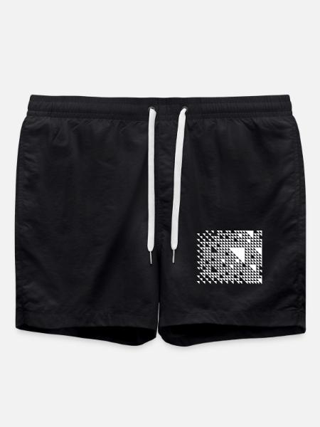Triangular Mosaic Grid - Swim Trunks - black