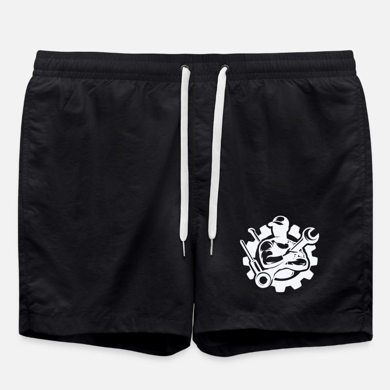Schrauberkraft im Zahnrad-Design - Badeshorts - Schwarz