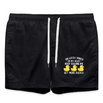 Petites voix disent « Get More Ducks » Citation drôle - Short de bain - noir - Devant - AI Model Male 185 light (185cm)