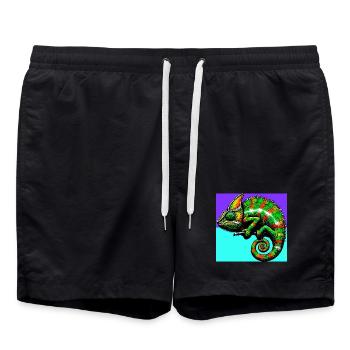 Chamäleon - Badeshorts - Schwarz - Vorne - AI Model Male 185 light (185cm)