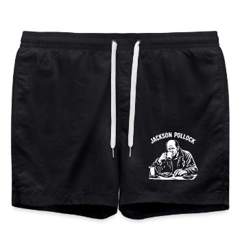 Jakson Pollock Inspired Coffee Portrait Tee - Swim Trunks - black - Front - AI Model Male 185 light (185cm)