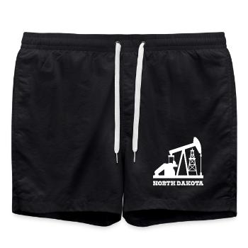 Conception de pompe à pompe pour le champ pétrolifère du Dakota du Nord - Short de bain - noir - Devant - AI Model Male 185 light (185cm)