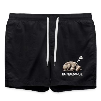 Hundemüde Whippet Windhund Whippets Whippethalter - Badeshorts - Schwarz - Vorne - AI Model Male 185 light (185cm)