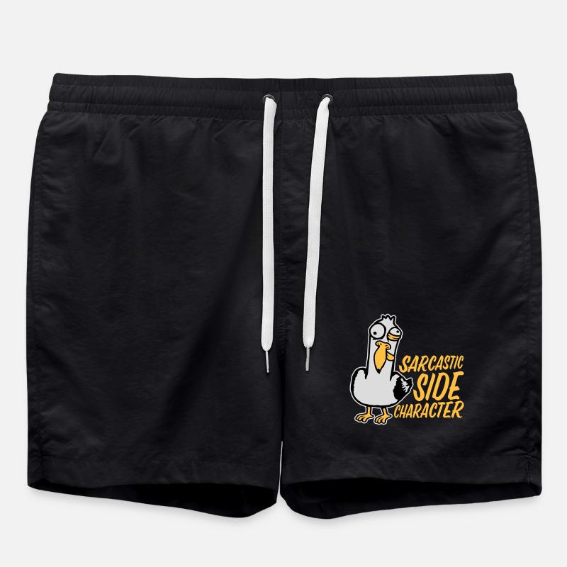 Crazy Seagull Sarcastic Side Character Funny - Swim Trunks - black