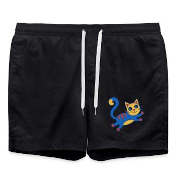 Colorful Cat Magic Leap - Swim Trunks - black - Front - AI Model Male 185 light (185cm)