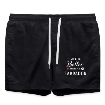 Das Leben ist besser mit meiner Labrador-Retriever-Hundeliebe - Badeshorts - Schwarz - Vorne - AI Model Male 185 light (185cm)