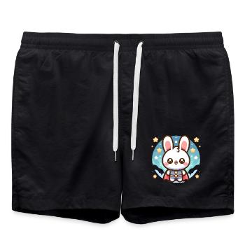 Helden Häschen Superheld Kaninchen - Badeshorts - Schwarz - Vorne - AI Model Male 185 light (185cm)