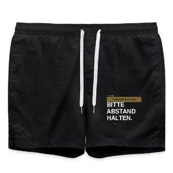 BITTE ABSTAND HALTEN Warnhinweis - Badeshorts - Schwarz - Vorne - AI Model Male 185 light (185cm)