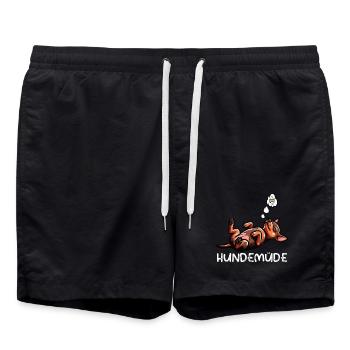 Hundemüde Zwergpinscher Pinscher Pinscherbesitzer - Badeshorts - Schwarz - Vorne - AI Model Male 185 light (185cm)