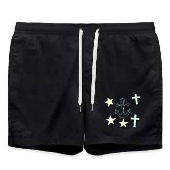Chalk Nautik: Anchor Stars - Swim Trunks - black - Front - AI Model Male 185 light (185cm)