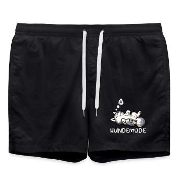 Hundemüde Husky Huskys Huskybesitzer Huskyhalter  - Badeshorts - Schwarz - Vorne - AI Model Male 185 light (185cm)