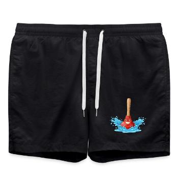 Colère d’eau avec un bâton en bois - Short de bain - noir - Devant - AI Model Male 185 light (185cm)