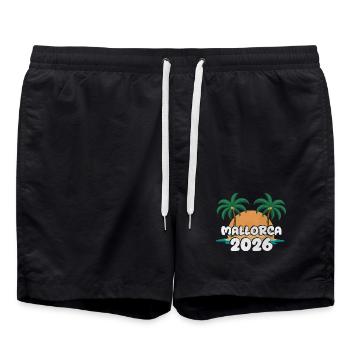 Mallorca 2026 - Badeshorts - Schwarz - Vorne - AI Model Male 185 light (185cm)
