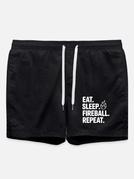 Eat. Sleep. Fireball. Repeat. - Swim Trunks - black