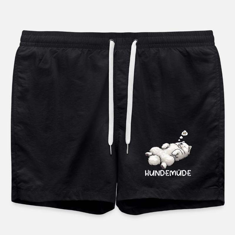 Hundemüde Samojede Samojedenbesitzer Samojedenhund - Badeshorts - Schwarz