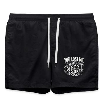 You Lost Me at I Don't Bike –  Statement - Badeshorts - Schwarz - Vorne - AI Model Male 185 light (185cm)