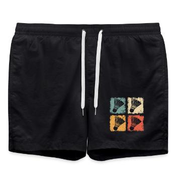 Badminton Shuttlecock Style Rétro - Short de bain - noir - Devant - AI Model Male 185 light (185cm)