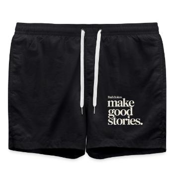 Bad Choices Make Good Stories Festival Party Reise - Badeshorts - Schwarz - Vorne - AI Model Male 185 light (185cm)