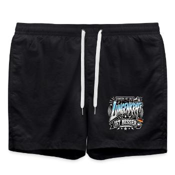 Taktik ist gut, Lungenkraft ist besser - Badeshorts - Schwarz - Vorne - AI Model Male 185 light (185cm)