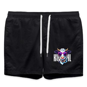 Kuhl Kuh Mit Sonnenbrille Cool Bauer Landwirt - Badeshorts - Schwarz - Vorne - AI Model Male 185 light (185cm)