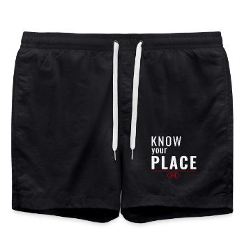 Connaître sa place – Mentalité de domination - Short de bain - noir - Devant - AI Model Male 185 light (185cm)