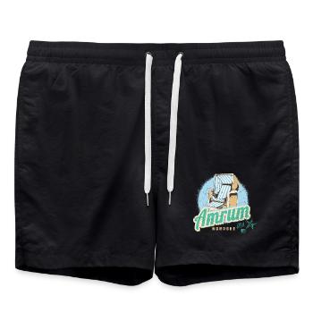 Amrum Nordsee Deutschland Insel mit Strandkorb - Badeshorts - Schwarz - Vorne - AI Model Male 185 light (185cm)