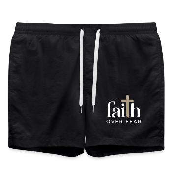 Foi Foi avant la peur Jésus Dieu Versets bibliques Église - Short de bain - noir - Devant - AI Model Male 185 light (185cm)