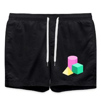 Blocs de couleur en géométrie pastel - Short de bain - noir - Devant - AI Model Male 185 light (185cm)