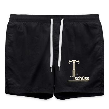 Abschied Fahrradfahrer - Tschüss - Badeshorts - Schwarz - Vorne - AI Model Male 185 light (185cm)