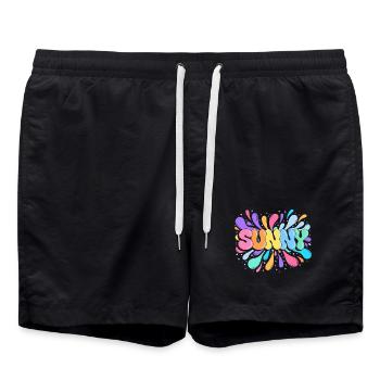 Sunny PopArt Multicolor - Badeshorts - Schwarz - Vorne - AI Model Male 185 light (185cm)