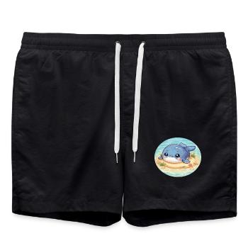 Whale on sandbank in the sea - Swim Trunks - black - Front - AI Model Male 185 light (185cm)