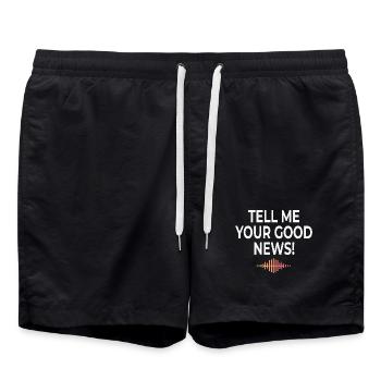 Tell Me Your Good News Typography - Swim Trunks - black - Front - AI Model Male 185 light (185cm)