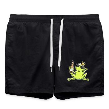 Lustiger Frosch Junggeselle | Single Geschenk - Badeshorts - Schwarz - Vorne - AI Model Male 185 light (185cm)