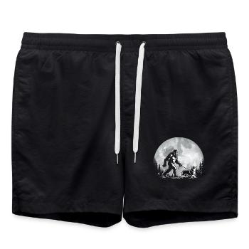 Bigfoot Walking Corgi – Walisischer Corgi, Hundemama, Vater - Badeshorts - Schwarz - Vorne - AI Model Male 185 light (185cm)