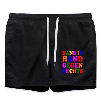 Gegen rechts - Badeshorts - Schwarz - Vorne - AI Model Male 185 light (185cm)