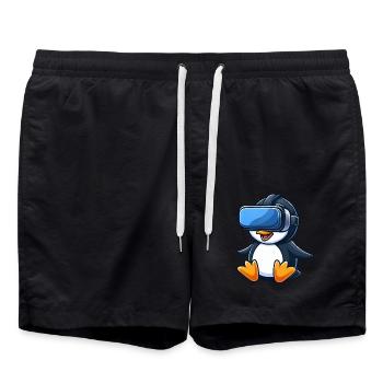 Pingouin VR Gamer Futur Science fiction - Short de bain - noir - Devant - AI Model Male 185 light (185cm)