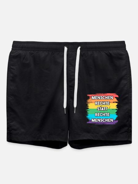 Menschenrechte statt rechte Menschen LGBT Vielfalt - Badeshorts - Schwarz