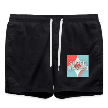 FÊTE DES MÈRES,BONNE FÊTE MAMAN,MAMAN,JE T'AIME - Short de bain - noir - Devant - AI Model Male 185 light (185cm)